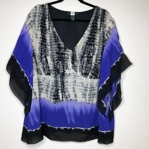 Tie dye wash elegant blouse flattering fit